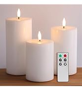 Girimax White Flameless Pillar Candles with Remote, Halloween LED Candles Battery Operated, Real ...