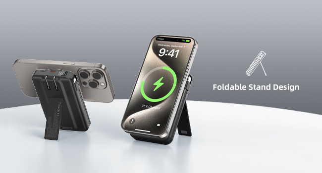 magnetic portable charger with stand ac plug