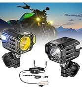 Kewig Motorcycle Auxiliary LED Fog Light 60W White Amber LED Spotlight Auxiliary Light Kit with M...