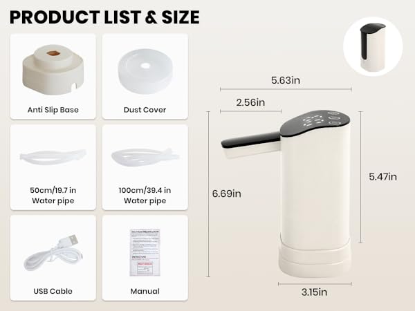 Water dispenser size and accessories