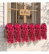 BROWNKNOT 6 Pcs Artificial Bougainvillea Flowers for Outdoor Decor UV Resistant Faux Silk Bougain...