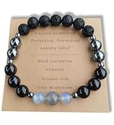 DLYFNVEV Empath Protection Happy Beads Natural Stone Healing Crystal Evil Eye Bracelet Jewelry Gi...