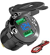 DAIERTEK Quick Charge 3.0 USB Charger Socket Car Aluminum Waterproof Dual Power Outlet Fast Charg...
