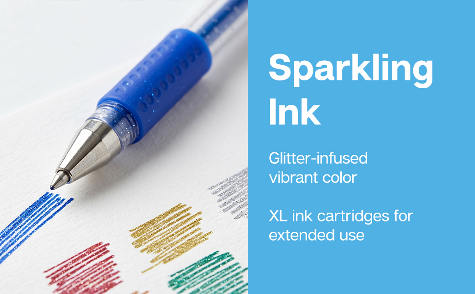 Gel Pens - Comfort Grip - 12 Glitter Colors