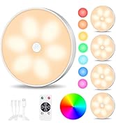 Wireless Warm White Motion Sensor Step Lights, 8 Colors Changeable RGB LED Closet Lights USB Rech...