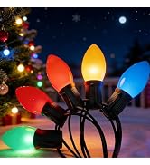 25Ft LED Outdoor String Lights, C9 String Lights with 27 0.6W Spray Painted Multicolor Bulbs, Vin...