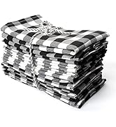 Kitchen Cloth Napkins 12 Pack 18X18 Inches 100% Cotton Fabric Table Linen Napkins, Black and Whit...