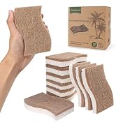 SAMEBUTECO Natural Kitchen Sponge Dish Sponge for Kitchen Coconut Fiber and Wood Cellulose Scrubb...