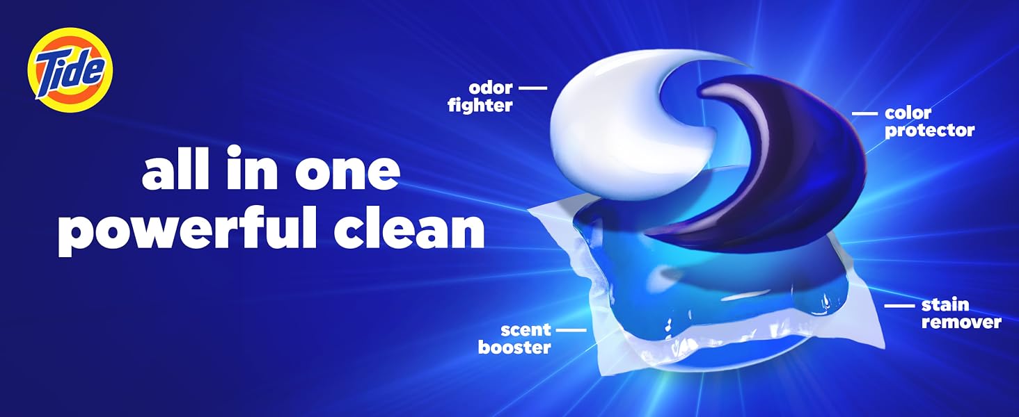 all in one powerful clean. odor fighter. color protector. scent booster. stain remover