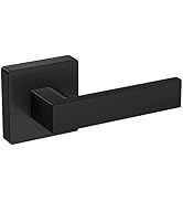 TICONN Black Door Handle Heavy Duty, Matte Black Door Knob Reversible Square Door Lever for Bedro...