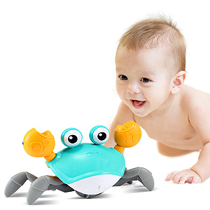 green crawling crab baby toy