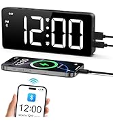 OQIMAX Digital Alarm Clock with Bluetooth Sync Time, 7" Large Screen Alarm Clocks, Bedside Clock ...