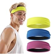 Braylin Men's Headband, 3-Pack Men's Sweatband, Sports Headband for Running, Cycling, Basketball,...
