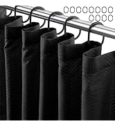 Eazzier Bath Black Shower Curtain or Liner, Waffle Shower Curtain or Liner, Fabric Shower Curtain...