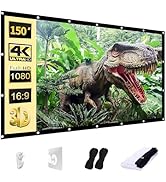 AAJK Projector Screen 150 inch, Washable Projector Screen 16:9 Foldable Anti-Crease Portable Proj...