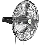 3000 CFM 14 in. Outdoor Wall Mount Fan, 3-Speed Industrial Grade High Velocity Outdoor Fans, Blac...