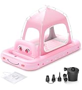 QPAU Princess Car Kids Air Mattress with Tent &amp; Pump, Portable Blow Up Mattress for Home, Travel ...