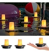 GGNOO Solar Floating Pool Lights, 3-Pack Solar-Powered Float Flames Lamps Tea Light for Pond Part...