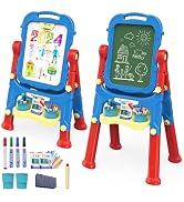 PicassoTiles Kids Art Easel AllinOne Drawing Board Chalkboard Whiteboard with Art Supplies STEM E...