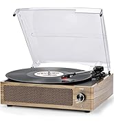 Vinyl Record Player with Speaker Vintage Turntable for Vinyl Records Belt-Driven Turntable Suppor...