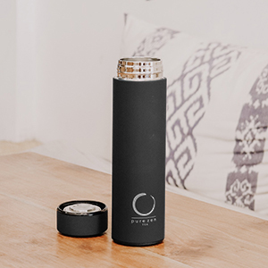 black travel tea mug stainless steel with lid