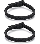 Metzm Adjustable Silicone Nautical Surfer Braided Rope Bracelet for Men Women - Waterproof Rubber...