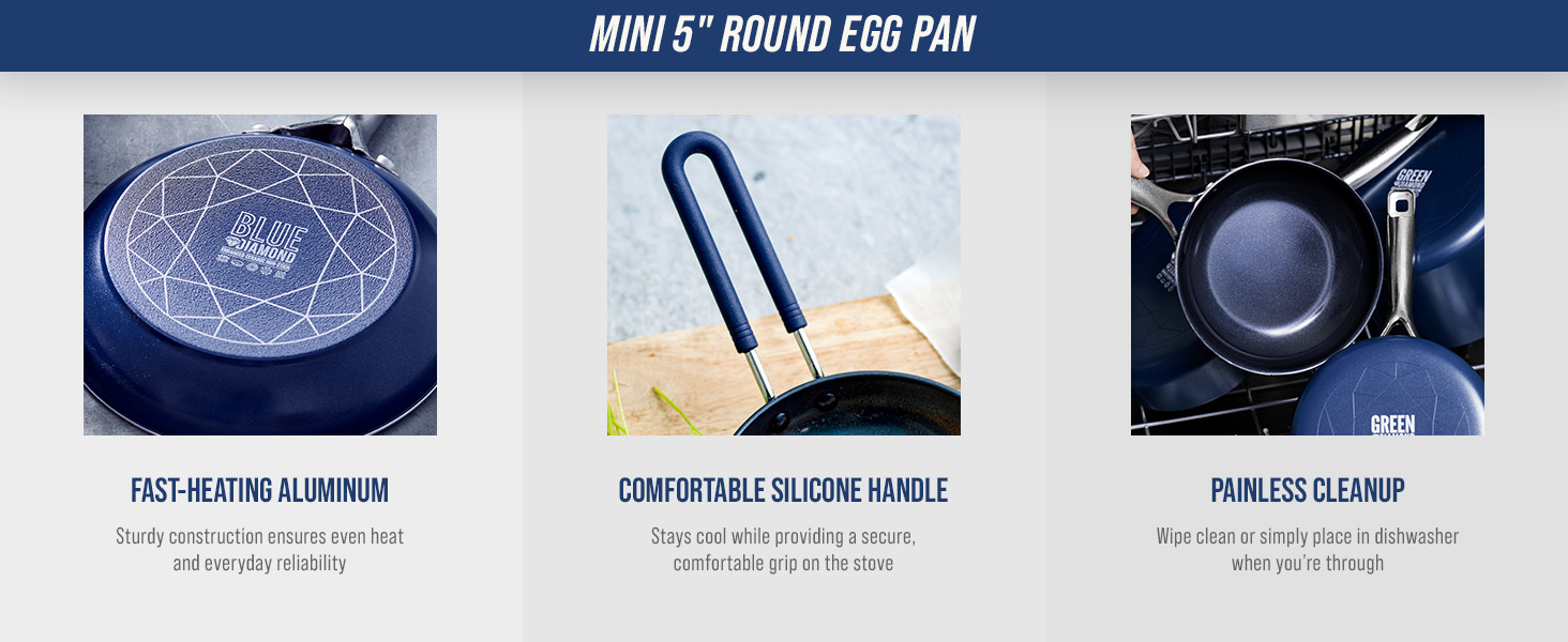 BlueDiamond, Ceramic Nonstick, PFAS-Free, Non-Toxic, Cookware, Frypans, Classic