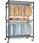 FUTASSI P1 Plus Rolling Clothes Rack, 22mm Diameter Heavy Duty Garment Rack with Wheels, Portable...
