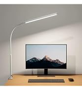 SUPERDANNY Eye-Caring LED Desk Lamp 360° Flexible Gooseneck Work Lamp with Desk Side Clamp Touch ...