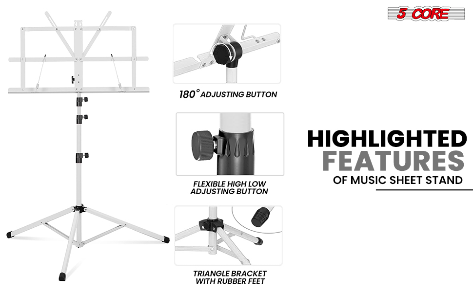 Music Stand,2 in 1 Dual-Use Folding Sheet Music Stand,Desktop Book Stand