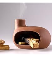 MOUGIGI Terracotta Palo Santo Holder - Modern Chiminea Incense Burner for Yoga, Meditation, and E...