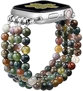 Newlibery Natural Stone Bracelet Beaded-Bands Women Compatible with Apple Watch 38mm 40mm 41mm 42...
