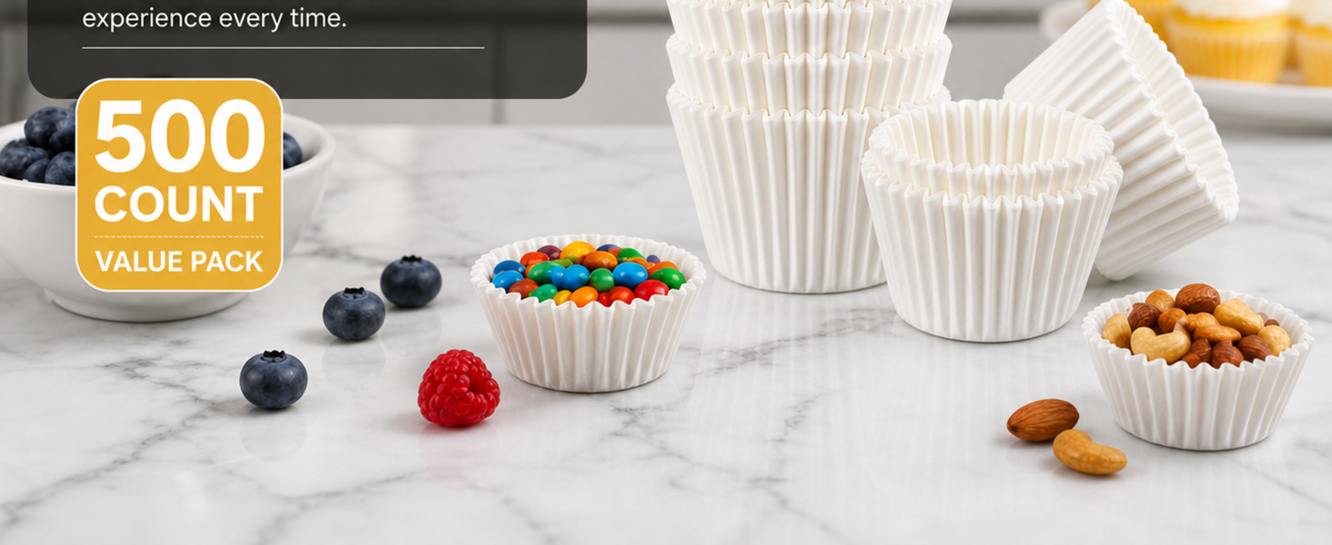 White Mini Cupcake Liners
