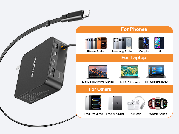 retractable chargers for multiple devices
