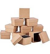 BENECREAT 24 Pack Small Kraft Ring Earring Box 1.88x1.8x1.33 Inches Square Cardboard Jewelry Gift...