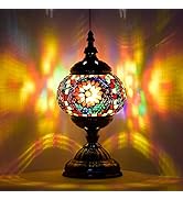 Marrakech Turkish Lamp Vintage Table Lamp with Tiffany Style, Handmade Moroccan Mosaic Glass Lamp...
