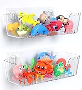 JNDETOP Bath Toy Storage for Bathtub, Clear Acrylic Bath Toy Organizer, 2 Pack Large Capacity Bat...