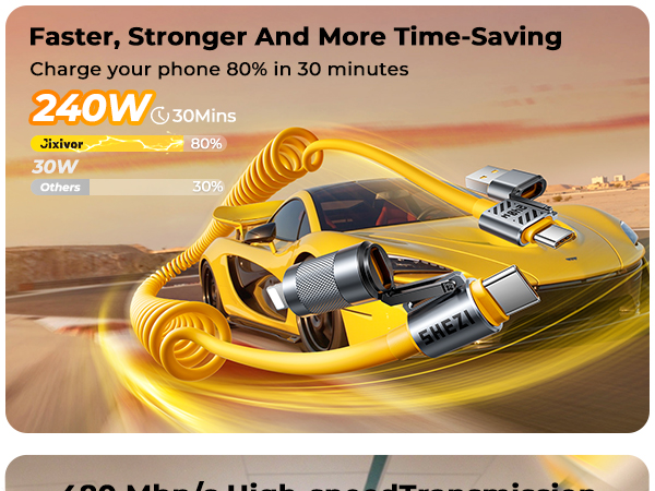 jixivor 4 in 1 usb c cable 240W compatiblle with Lightning cable multi cords