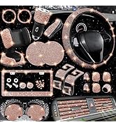 NBTEPEM 27 PCs Bling Car Accessories Set for Women, Bling Steering Wheel Covers Universal Fit 15 ...