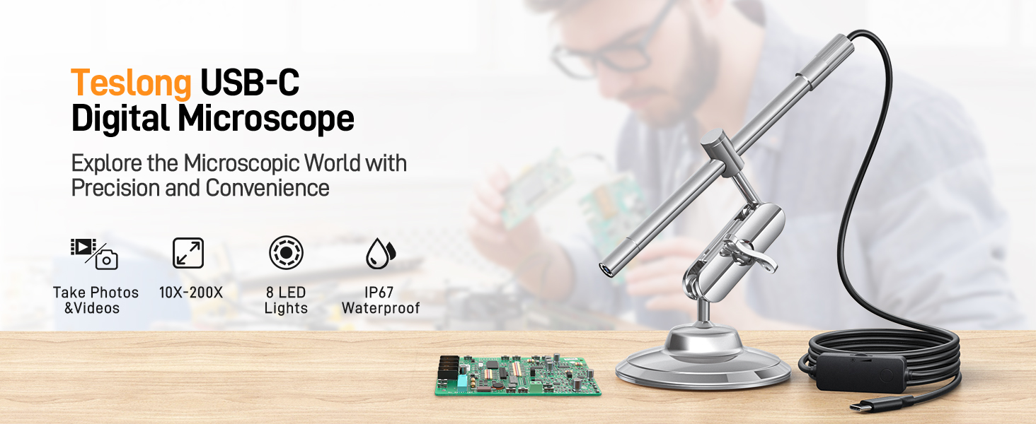 Teslong USB-C Digital Microscope with Lights