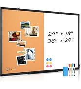 Magnetic Dry Erase White Board Cork Board Combo for Wall with Accessories | 36"x24" Vision Board ...