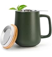 Happy Lemuro Tea Mug with Infuser and Lid - 17 oz Ceramic Steeping Cup with Large Handle - Tea In...