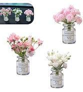 Bawkars 3 PCS Mini Flower Car Dashboard Decor, Cute Daisy Cherry Blossom Jasmine Vase Ornaments, ...