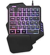 RedThunder One Handed Gaming Keyboard RGB Backlit 35 Keys Portable Mini Gaming Keypad Ergonomic G...
