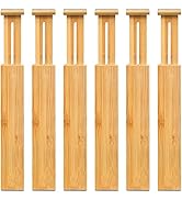 6 Pack Bamboo Drawer Dividers, Adjustable Drawer Organizer, Expandable Organization for Kitchen, ...