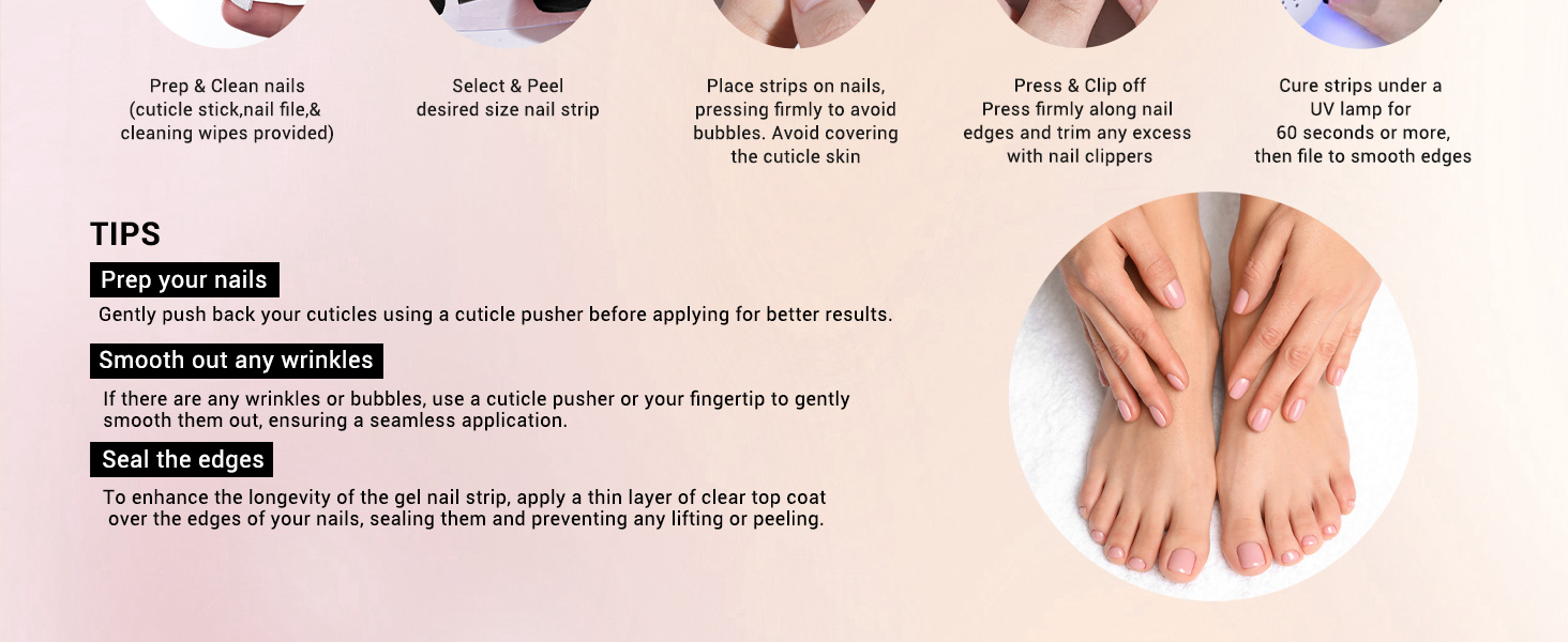 semi cured gel nail strips toe toenails pedi pedicure foot feet polish stickers wraps holiday uv