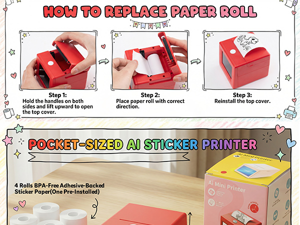 AI Mini Sticker Printer for Kids