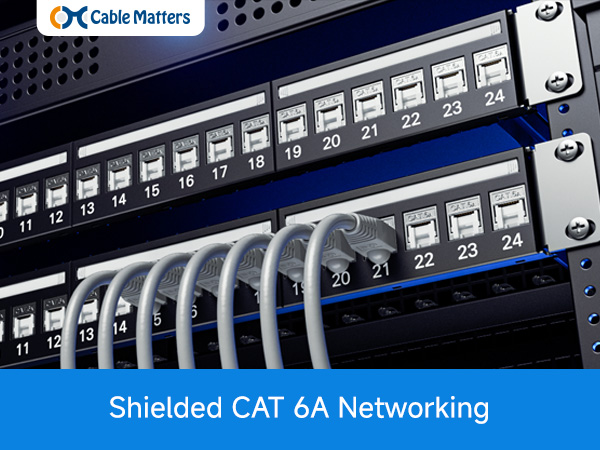 10Gbps 6-Pack RJ45 Shielded Cat6A / Cat6 Keystone Jack with Integrated Shutter