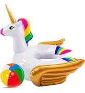 2 Pack Pool Floats Kids - Unicorn Pool Floaties &amp; Beach Ball Summer Beach Pool Toys,Inflatable Po...