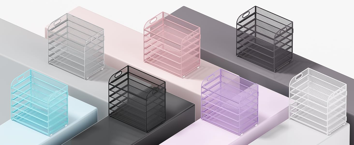 These letter trays comes in various colors to fit different workspaces.
